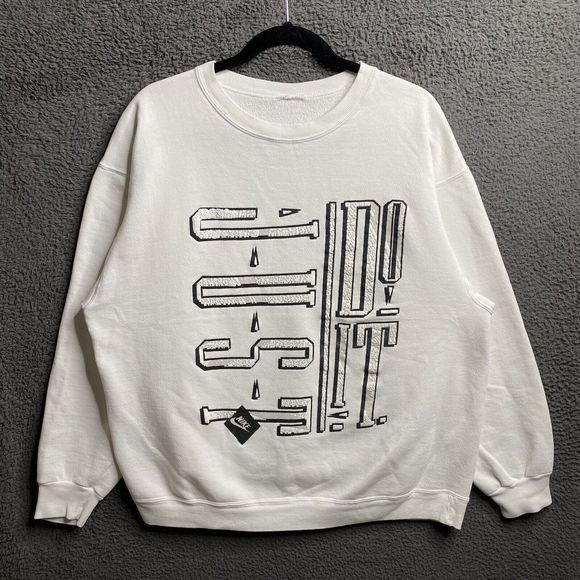 Vintage 90s Nike Puff Paint Graphic Swoosh Pullover Sweatshirt Crewneck Size XL - Picture 16 of 16